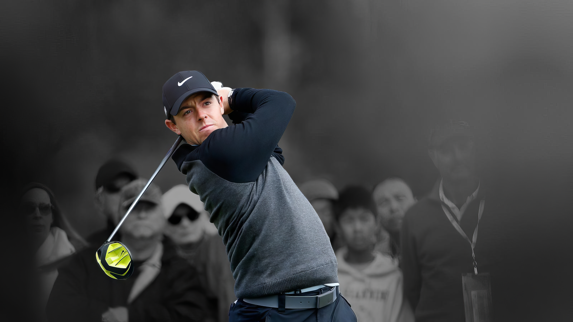 HD desktop wallpaper featuring Rory McIlroy playing golf, capturing the essence of sports and golfing excellence.