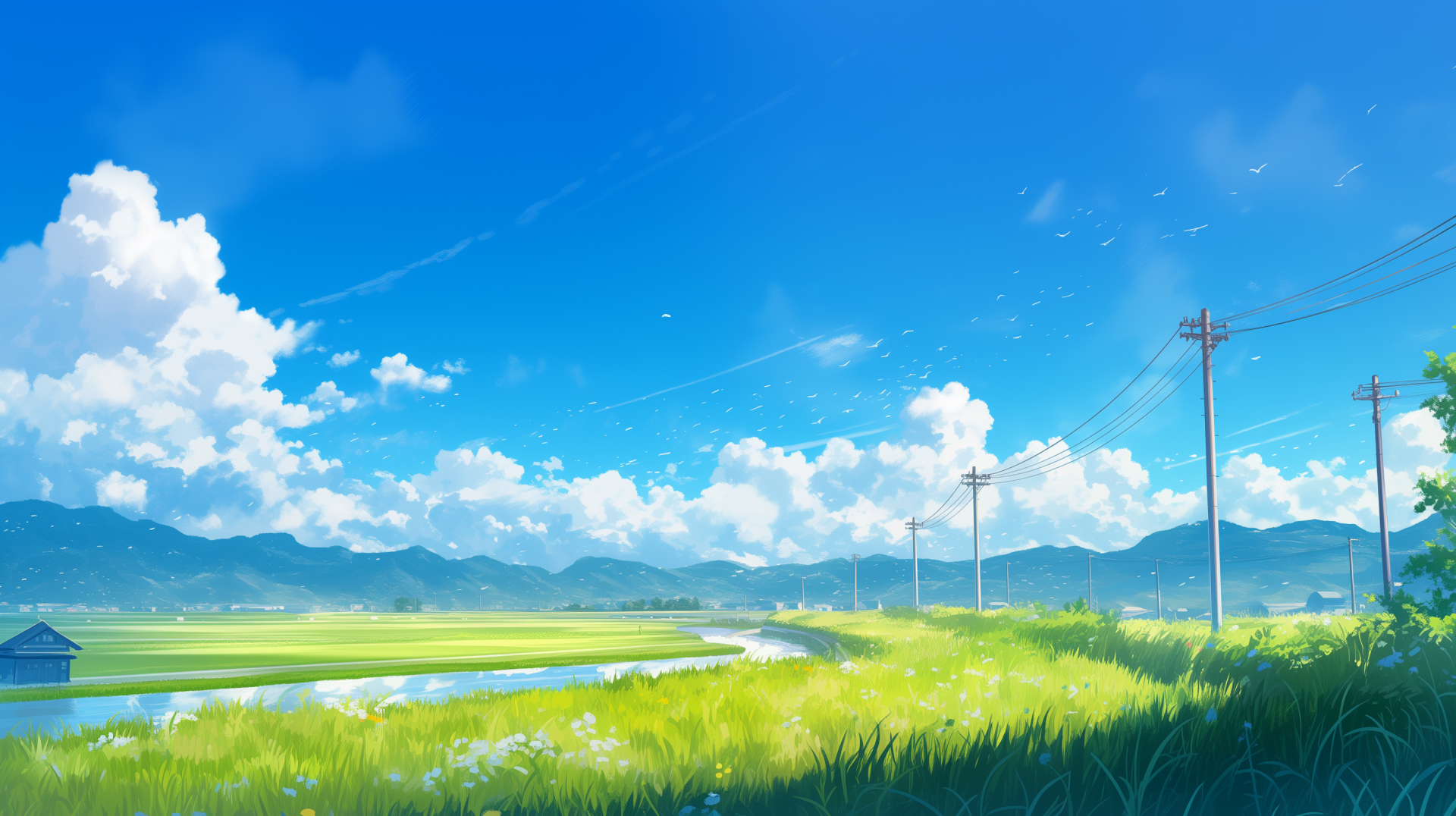 A stunning anime landscape inspired by *Weathering with You*, featuring a vibrant sky. This HD wallpaper is a beautiful backdrop for any desktop.