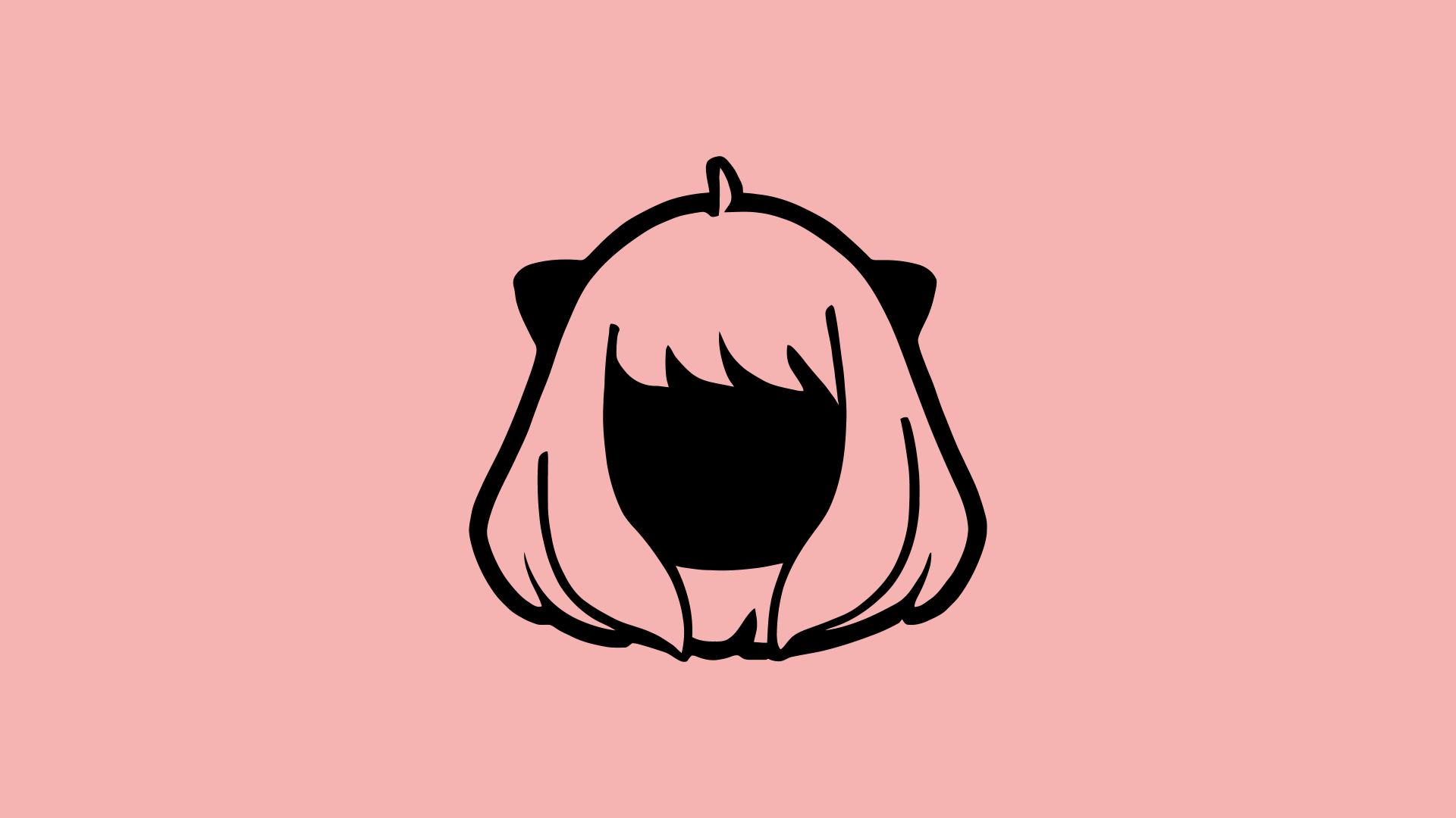 Minimalist 4K Ultra HD desktop wallpaper featuring a stylized silhouette of Anya Forger from Spy x Family against a soft pink background.
