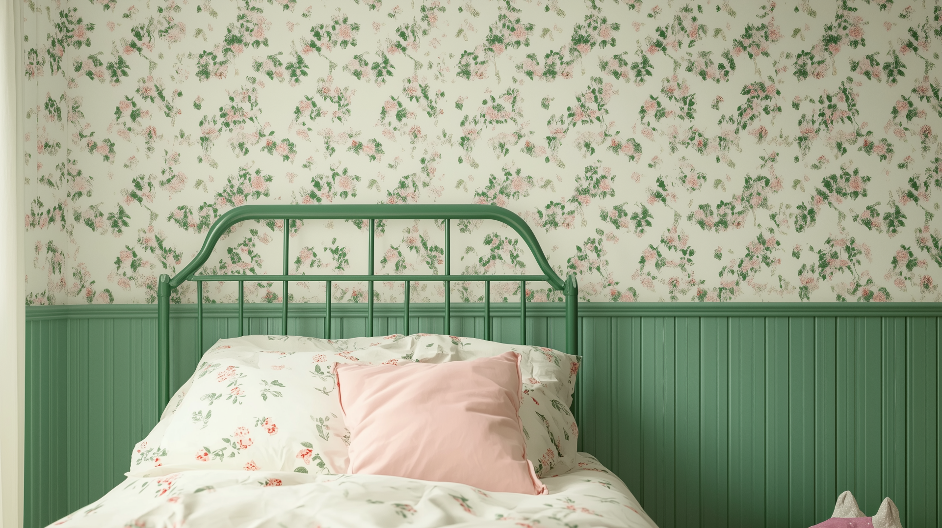 A preppy bedroom interior featuring a cozy bed, designed as a high-definition desktop wallpaper and background to enhance your space.