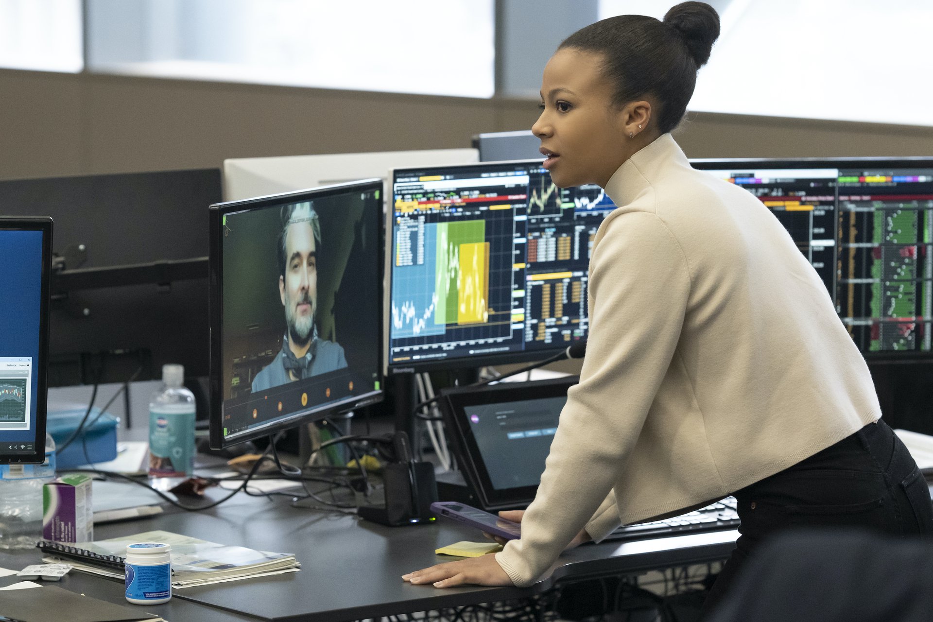 HD desktop wallpaper featuring Myha'la Herrold from the TV show Industry. A striking background that captures the essence of the series.