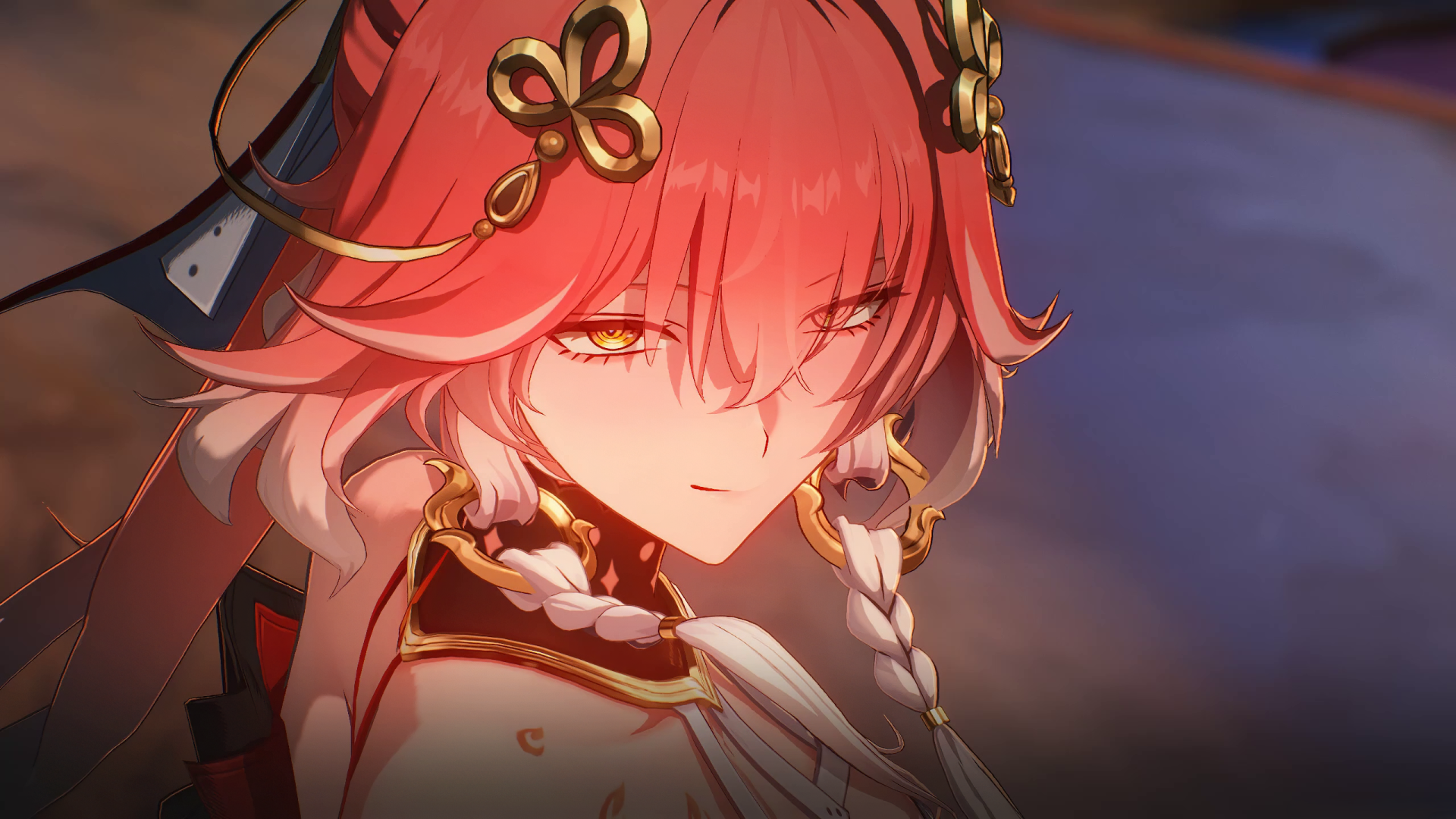 HD desktop wallpaper featuring Changli from the video game Wuthering Waves, showcasing a dynamic and immersive gaming aesthetic.