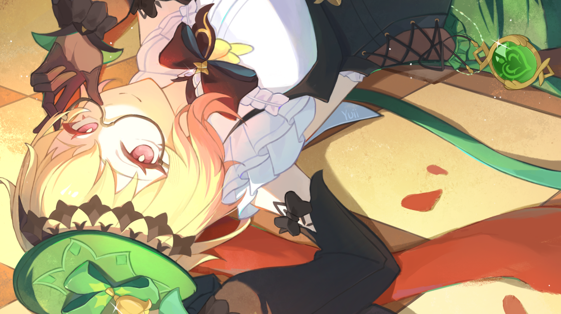 HD desktop wallpaper featuring Emilie from Genshin Impact, showcasing vibrant colors and dynamic imagery inspired by the popular video game. Perfect background for gamers and fans.