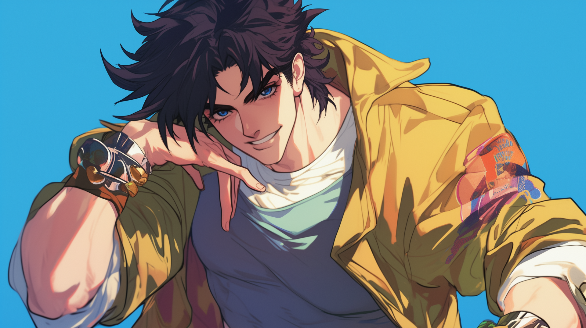 A dynamic HD desktop wallpaper featuring Joseph Joestar from anime, showcasing vibrant colors and engaging design elements to elevate your background aesthetic.