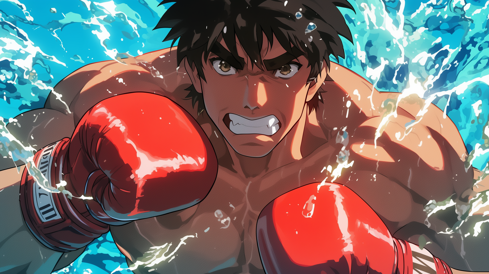 HD desktop wallpaper featuring Makunouchi Ippo from the anime Hajime no Ippo, showcasing the spirit and intensity of boxing in vibrant detail.