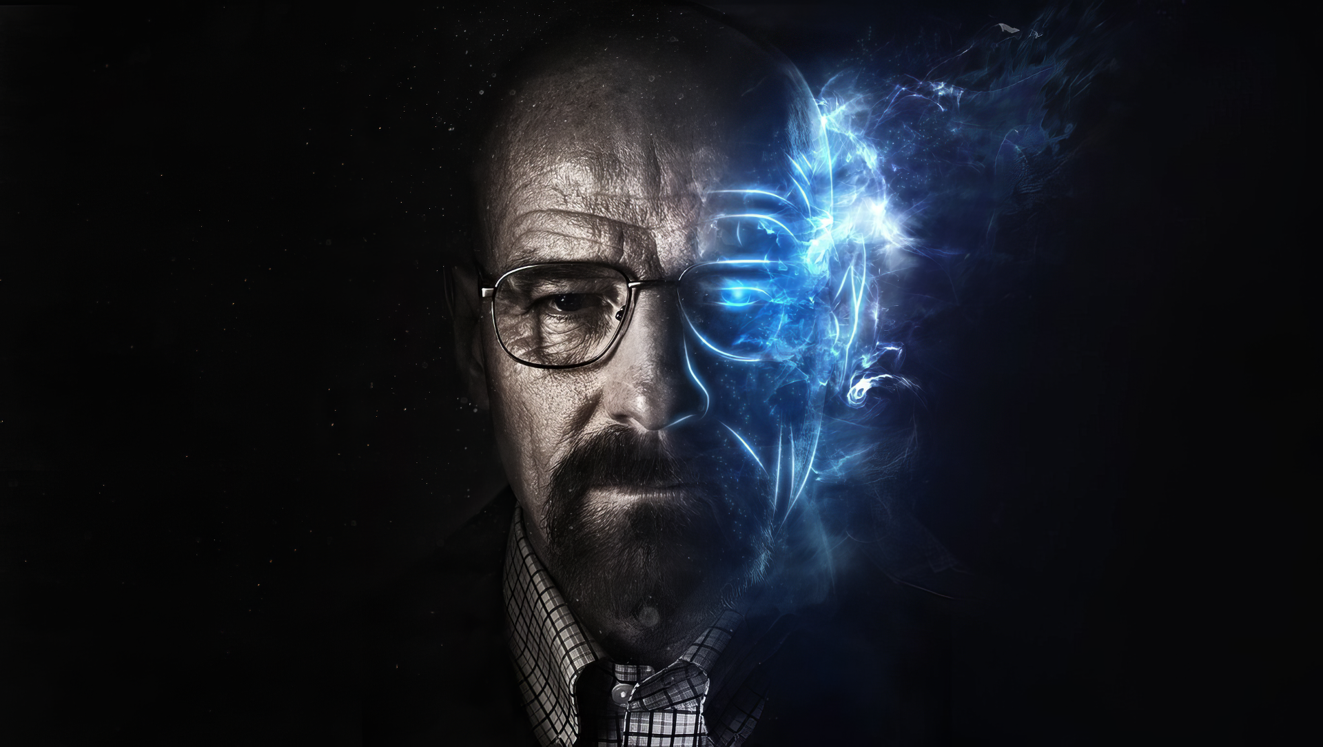 A striking HD wallpaper featuring Walter White from the TV show Breaking Bad, portrayed by Bryan Cranston, showcasing the show's intense atmosphere.
