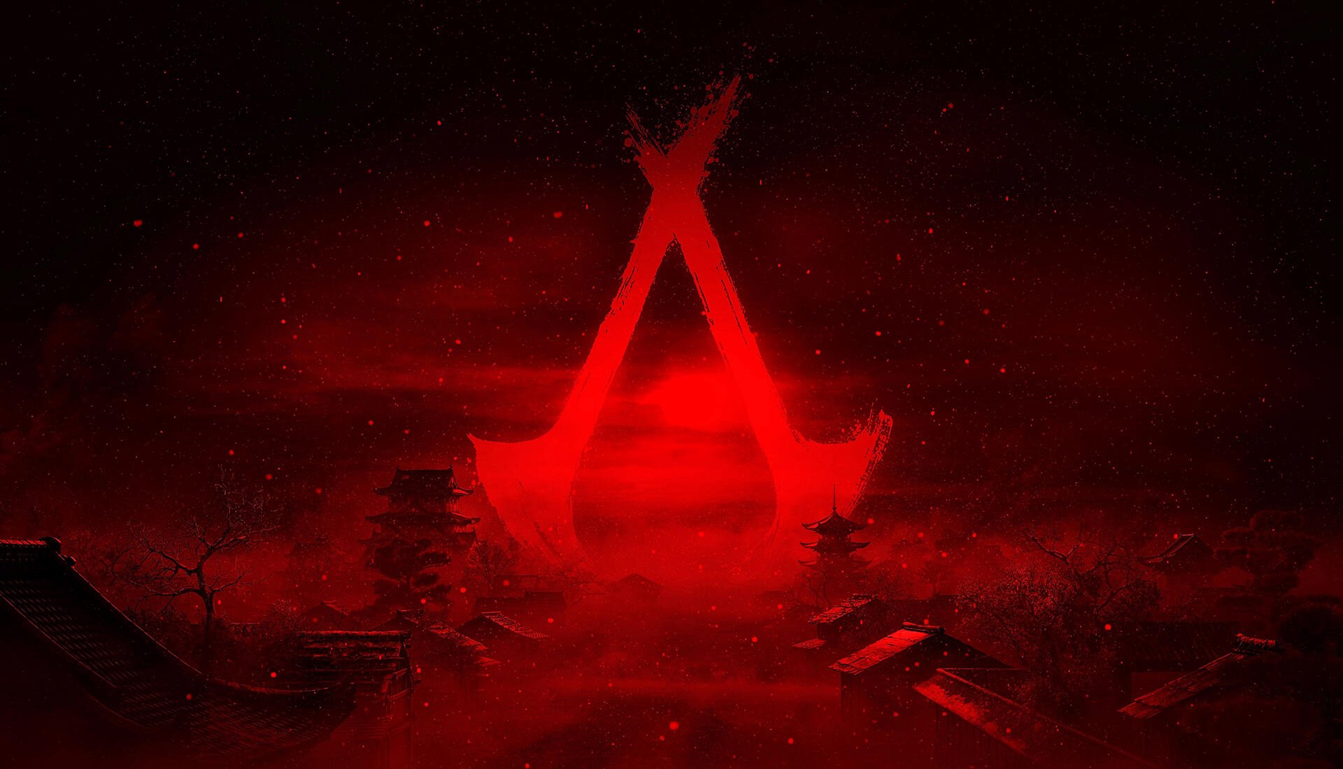 Assassin's Creed Shadows HD Wallpaper – Dark Legacy in Red, image size:1920x1100