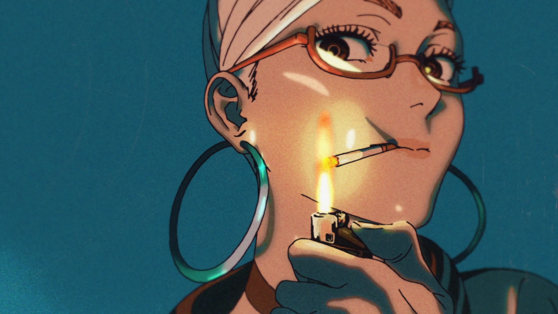 HD anime desktop wallpaper featuring Seiko Ayase from Dandadan, showcasing her lighting a cigarette with a confident expression.