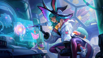 HD desktop wallpaper featuring Aurora from League of Legends, showcasing vibrant artwork inspired by the popular video game.