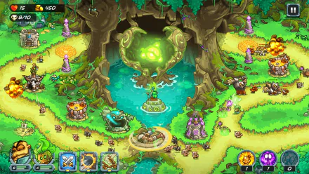HD desktop wallpaper featuring artwork from Kingdom Rush 5: Alliance, showcasing vibrant graphics and elements from the popular video game series.