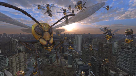 HD wallpaper featuring scenes from the video game Earth Defense Force 6, showcasing intense action and striking visuals for an immersive gaming experience.