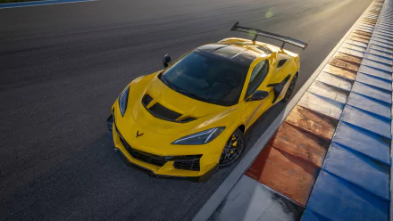 A sleek Chevrolet Corvette ZR1 takes center stage in this high-definition desktop wallpaper, showcasing its striking design and powerful presence.