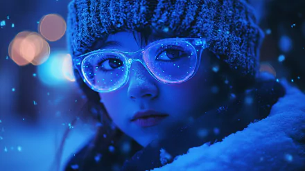 A woman enjoying a serene winter scene, captured in high definition, making for a stunning desktop wallpaper and background.