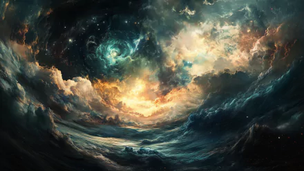 A stunning cosmic storm backdrop, this HD wallpaper showcases vibrant colors and dynamic patterns, creating an immersive celestial experience for your desktop.