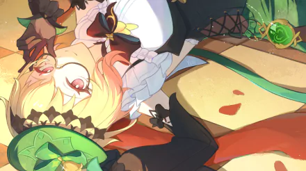 HD desktop wallpaper featuring Emilie from Genshin Impact, showcasing vibrant colors and dynamic imagery inspired by the popular video game. Perfect background for gamers and fans.