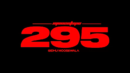Bold red 295 text with moosetape above and Sidhu Moosewala below on a black background, designed as an 8K Ultra HD AMOLED PC wallpaper.