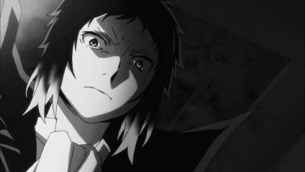 HD desktop wallpaper featuring Ryūnosuke Akutagawa from the anime Bungou Stray Dogs, showcasing a striking background that highlights the character's unique style and presence.