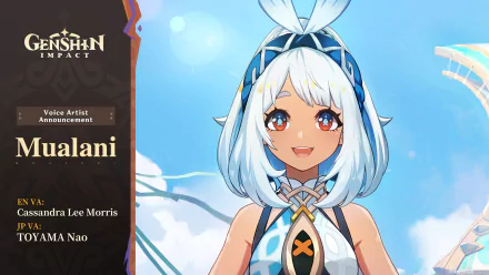 HD desktop wallpaper featuring Mualani from Genshin Impact, showcasing vibrant colors and intricate details inspired by the popular video game.