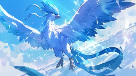 HD desktop wallpaper featuring Articuno, the legendary Pokémon from the Anime series Pokémon, showcasing its majestic design and vibrant colors.