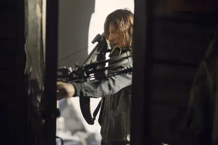 HD desktop wallpaper featuring Norman Reedus from the TV show The Walking Dead, showcasing the intense atmosphere of the series.