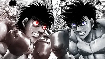 A dynamic HD desktop wallpaper featuring Makunouchi Ippo from the anime and manga series Hajime no Ippo, capturing the spirit of boxing and determination.