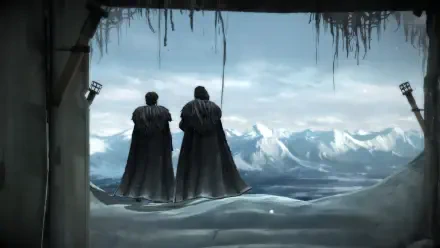 HD desktop wallpaper featuring Jon Snow from the TV show Game of Thrones, showcasing a striking and dramatic scene that captures the essence of the character.