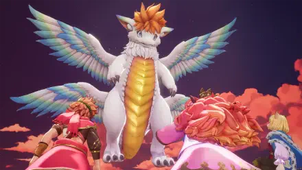 HD desktop wallpaper featuring vibrant art from the video game Visions of Mana, showcasing captivating characters and landscapes in rich colors.