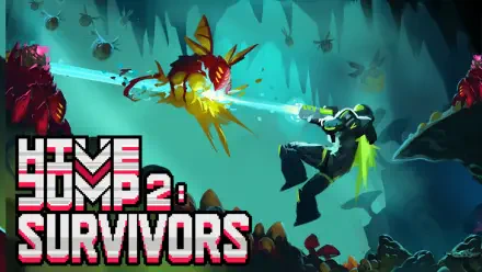 A dynamic HD wallpaper for Hive Jump 2: Survivors, depicting a fiery monster amidst an intense scene, capturing the thrilling essence of the video game.