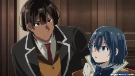 Two anime characters engage in conversation in a richly decorated setting. This image serves as a high-definition wallpaper for As a Reincarnated Aristocrat I'll Use My Appraisal Skill to Rise in the World.