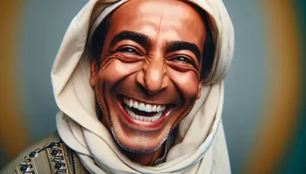 A joyful man in traditional attire smiles broadly in this vibrant 4K Ultra HD PC desktop wallpaper, capturing warmth and happiness against a soft background.