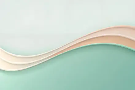  Mint green left, peach right, split by a curvy wave with a white center