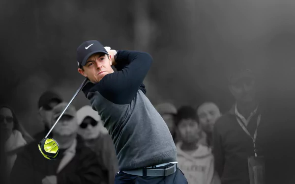 HD desktop wallpaper featuring Rory McIlroy playing golf, capturing the essence of sports and golfing excellence.