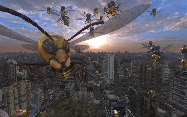 HD wallpaper featuring scenes from the video game Earth Defense Force 6, showcasing intense action and striking visuals for an immersive gaming experience.