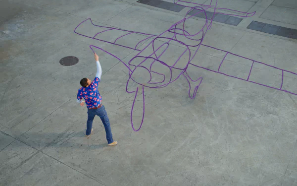 An HD desktop wallpaper featuring themes from the movie Harold and the Purple Crayon, showcasing vibrant creativity and imaginative landscapes.