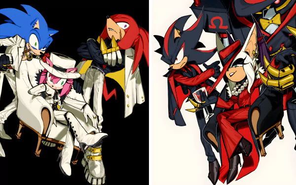 4K Ultra HD PC desktop wallpaper featuring Sonic the Hedgehog, Knuckles, and Shadow from Sonic Universe in dynamic poses from Sonic the Hedgehog (IDW) comics.