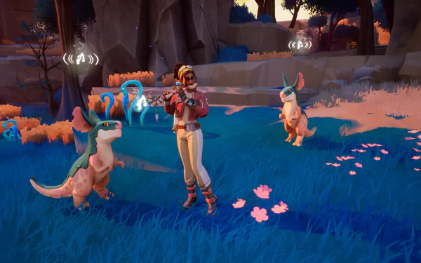 An HD desktop wallpaper featuring vibrant visuals from the video game Creatures of Ava, showcasing an imaginative landscape filled with unique creatures and elements.