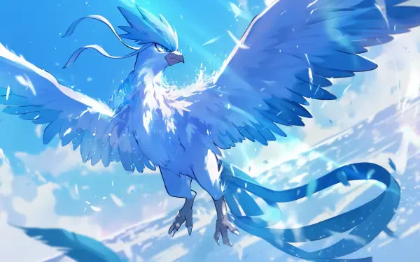 HD desktop wallpaper featuring Articuno, the legendary Pokémon from the Anime series Pokémon, showcasing its majestic design and vibrant colors.