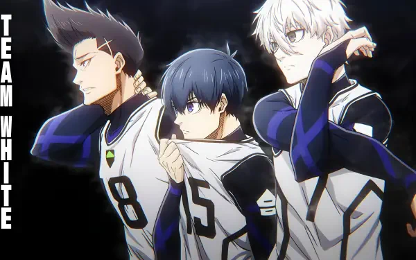 HD wallpaper featuring characters from the anime Blue Lock: Shouei Barou, Isagi Yoichi, and Seishiro Nagi, showcasing their dynamic and competitive spirit.