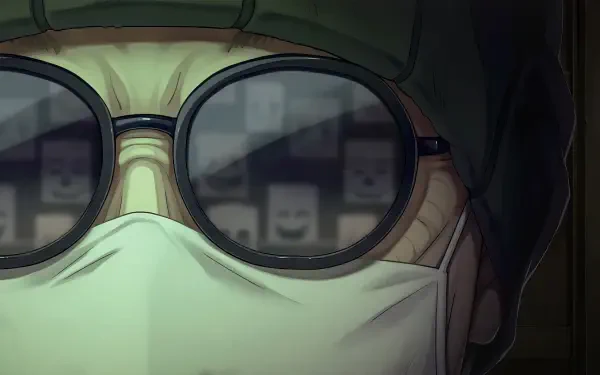 HD desktop wallpaper depicting Emio from The Smiling Man in the Famicom Detective Club video game, featuring stylish sunglasses.