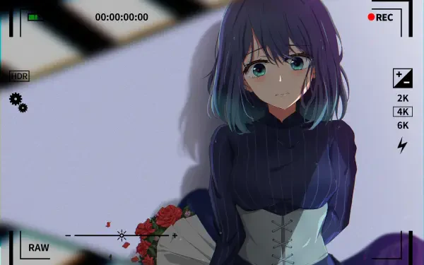 A vibrant 4K Ultra HD wallpaper featuring Akane Kurokawa from the anime Oshi no Ko, showcasing an anime girl in a colorful and dynamic design.