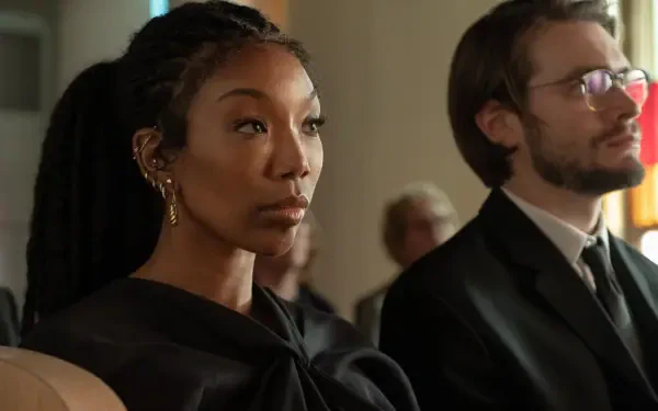 4K Ultra HD wallpaper featuring Brandy Norwood from the movie The Front Room. A striking visual for fans of cinema and high-definition backgrounds.