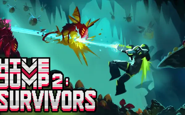 A dynamic HD wallpaper for Hive Jump 2: Survivors, depicting a fiery monster amidst an intense scene, capturing the thrilling essence of the video game.