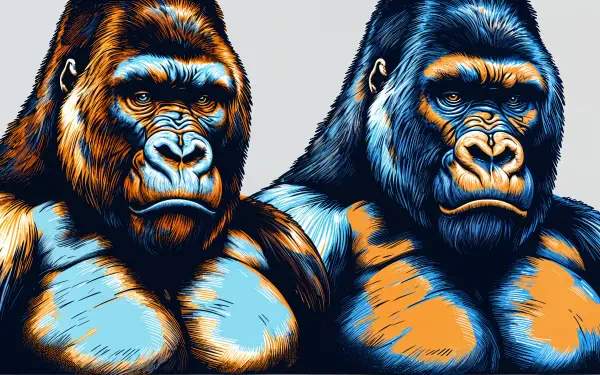 gorilla Digital Art Wildlife illustration animal portrait HD Desktop Wallpaper | Background Image