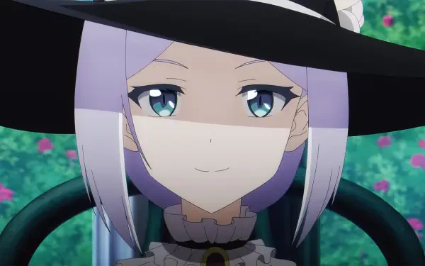 A captivating HD wallpaper featuring an anime character from The Unwanted Undead Adventurer, showcasing a character with lavender hair and a stylish hat, set against a vibrant backdrop.