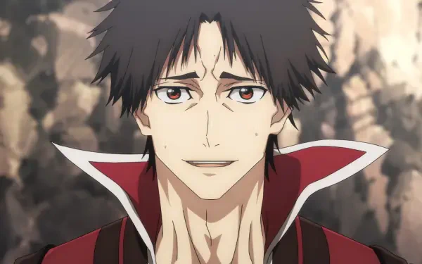 Anime-inspired HD wallpaper featuring a character from The Ossan Newbie Adventurer, showcasing a determined yet friendly expression against a dramatic background.