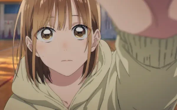 HD anime desktop wallpaper featuring Chinatsu Kano from Blue Box, showcasing her expressive eyes and detailed animation style.