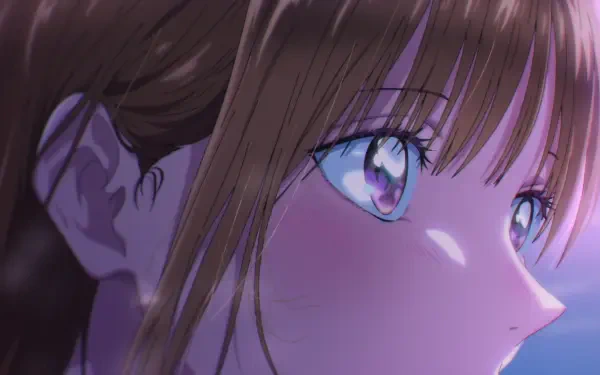 Close-up HD anime desktop wallpaper featuring Chinatsu Kano from Blue Box, highlighting her detailed eyes and soft lighting.