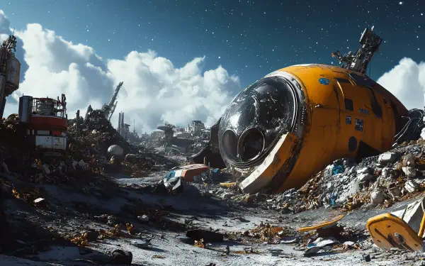 Sci Fi space junkyard space spaceship wreck HD Desktop Wallpaper | Background Image
