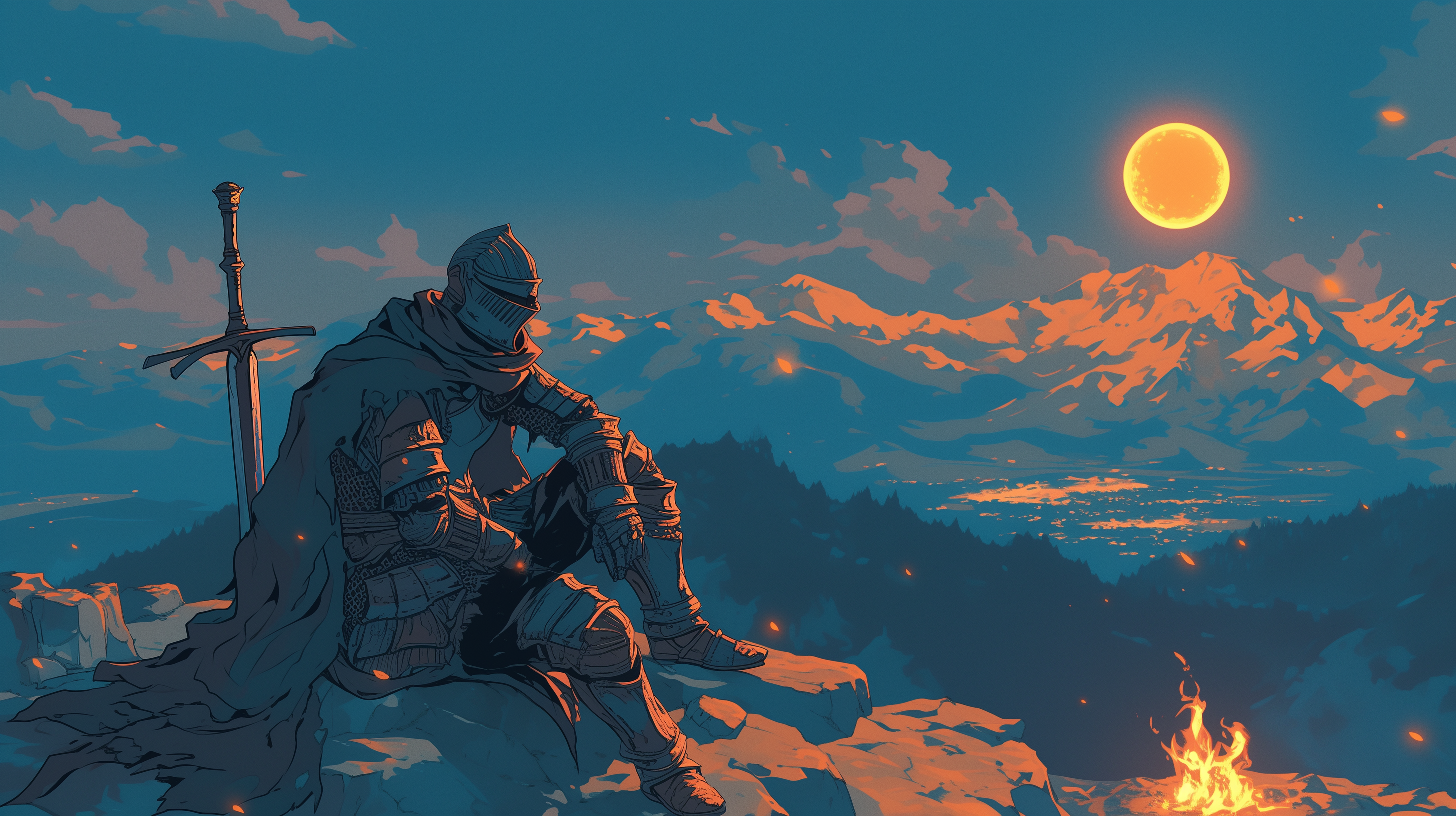 Dark Souls Bonfire An Epic HD Wallpaper of Valor and Solitude by patrika