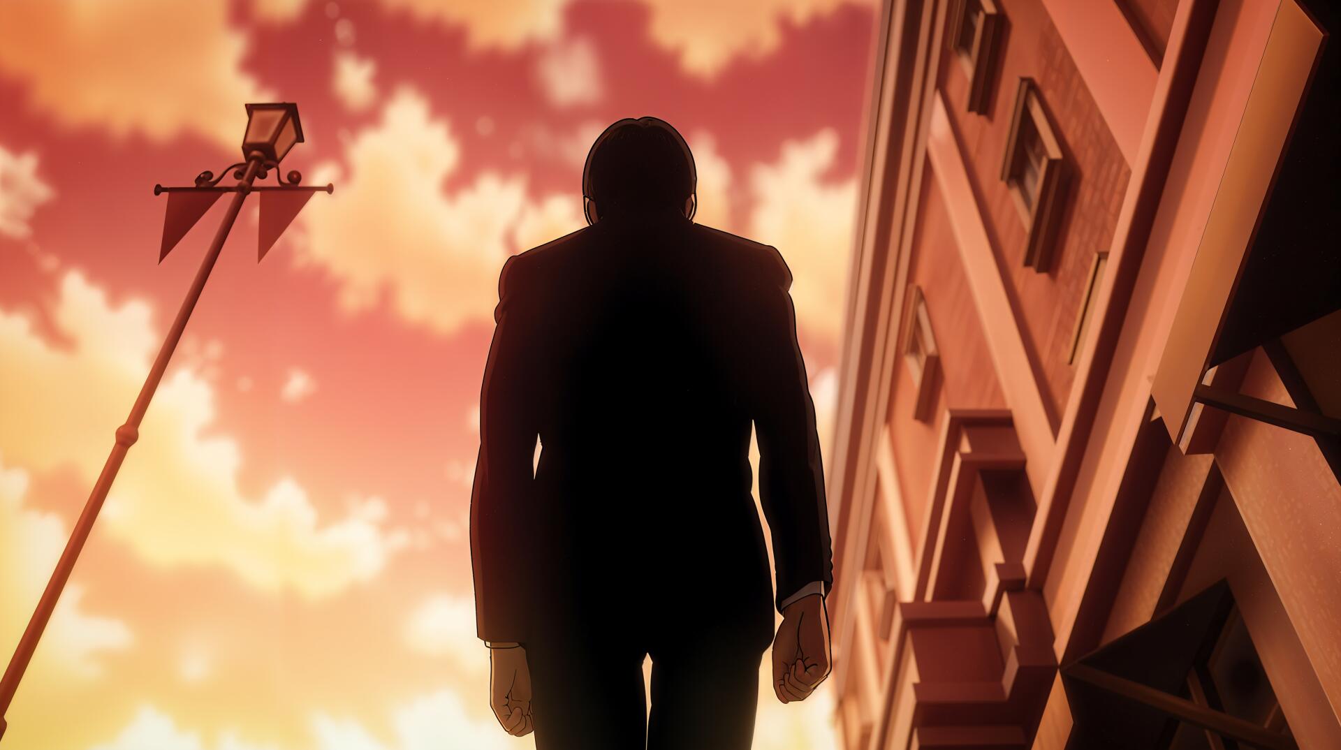 An atmospheric scene from Attack on Titan: The Last Attack, featuring a silhouetted figure against a dramatic sunset, serving as a striking 4K Ultra HD wallpaper.